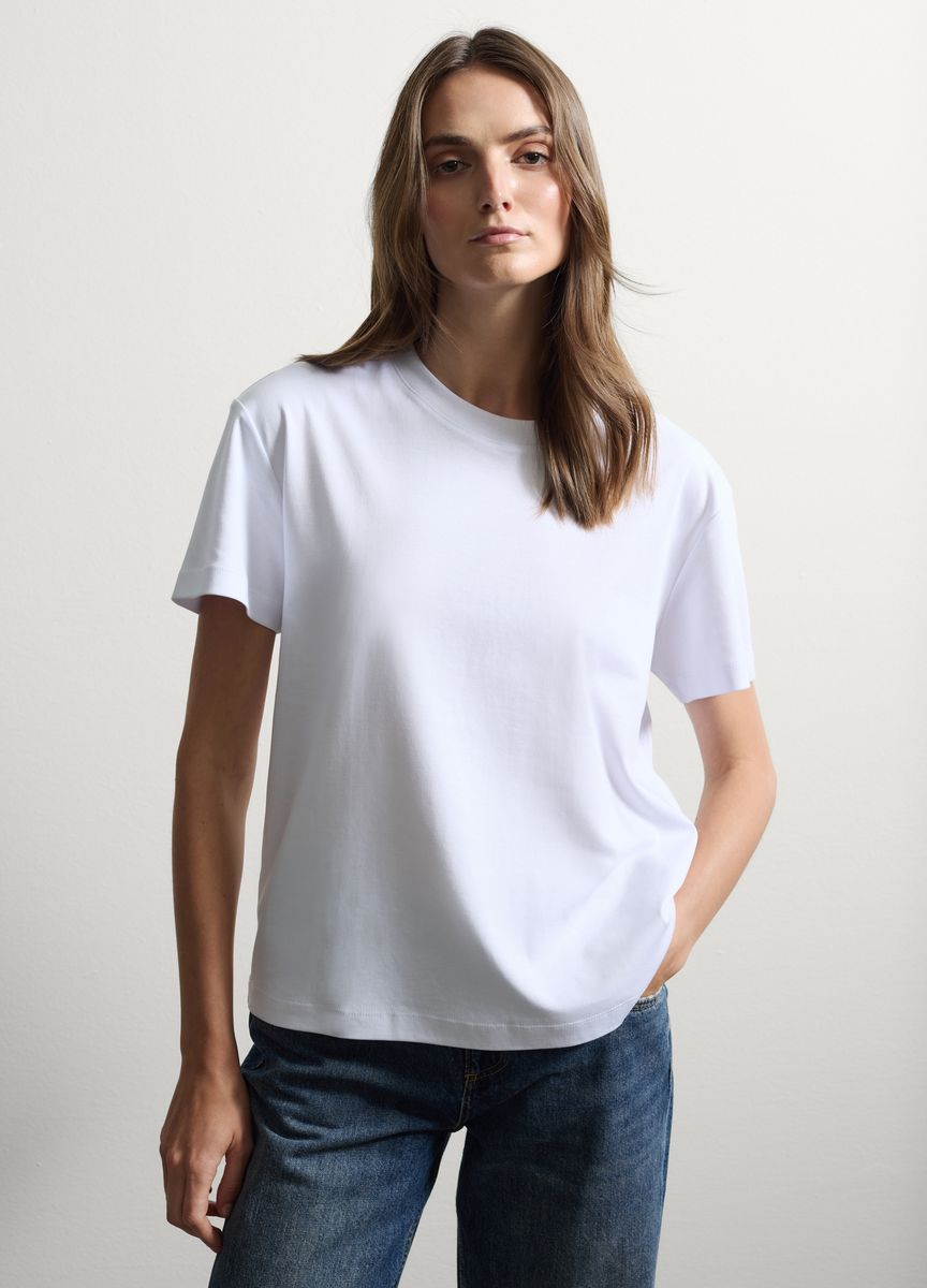Essentielles Baumwoll-T-Shirt mit Rundhals