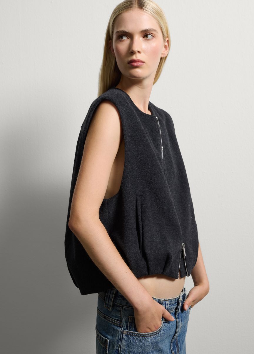 V-Ausschnitt Bluse mit Ballonärmeln