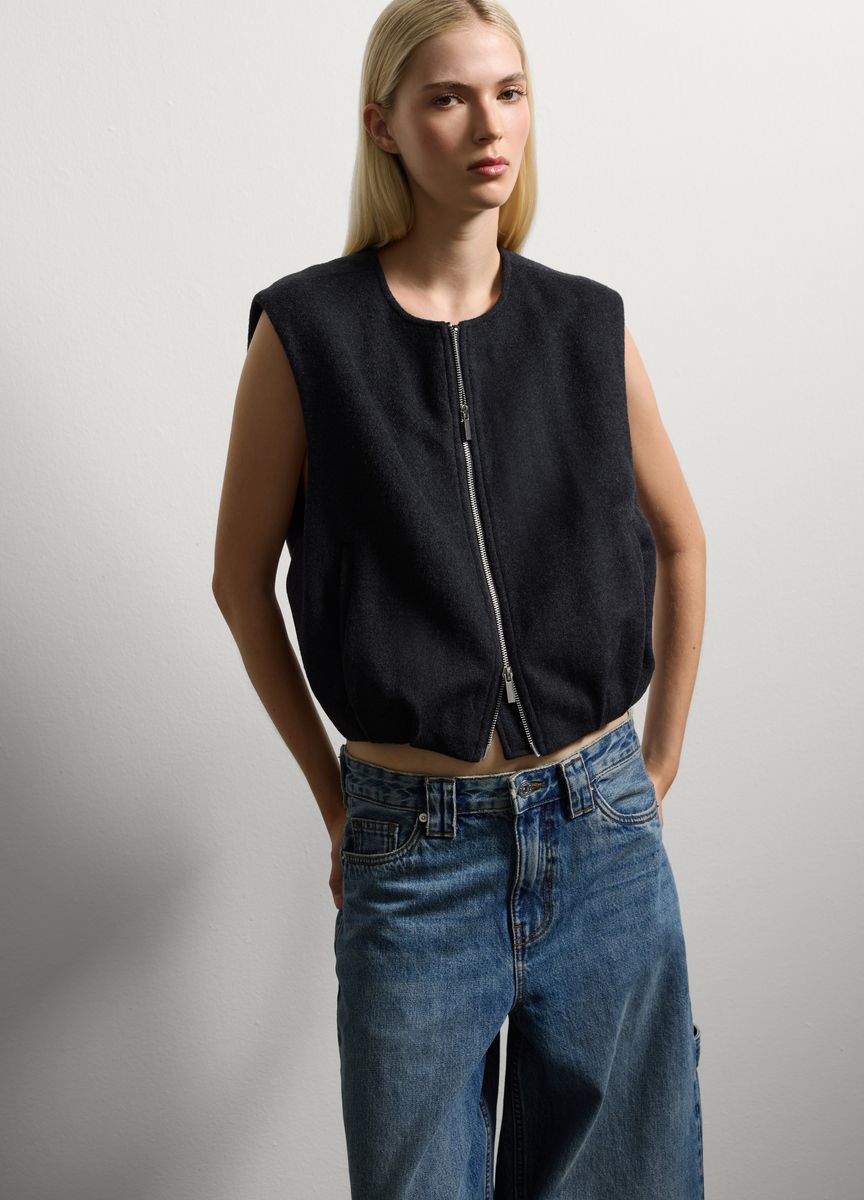V-Ausschnitt Bluse mit Ballonärmeln