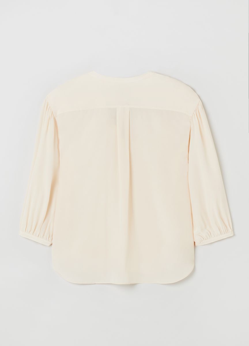 V-Ausschnitt Bluse mit Ballonärmeln