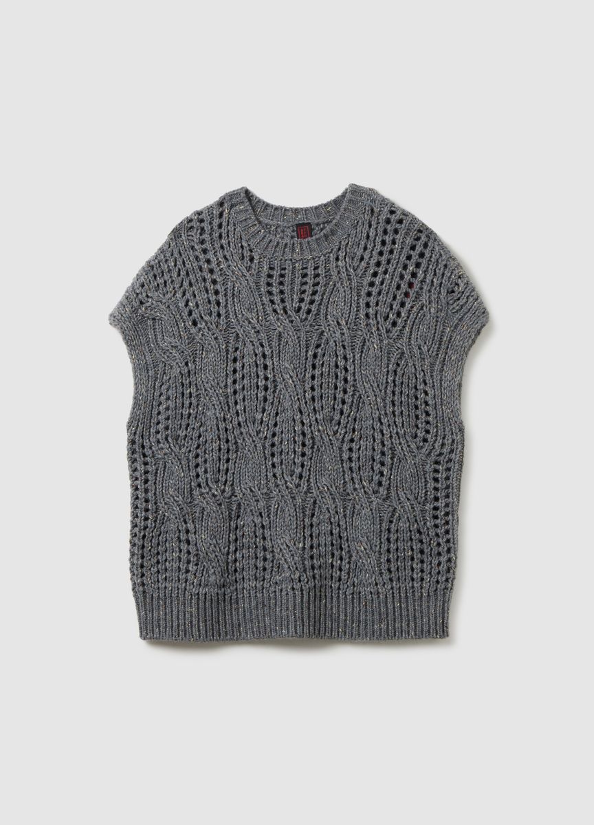 Asymmetrischer V-Ausschnitt-Strickpullover