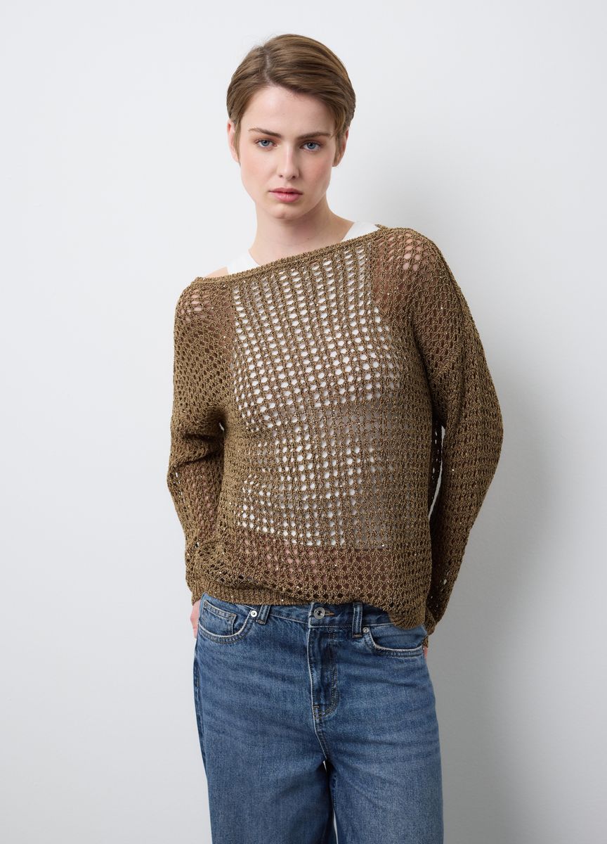 Asymmetrischer V-Ausschnitt-Strickpullover