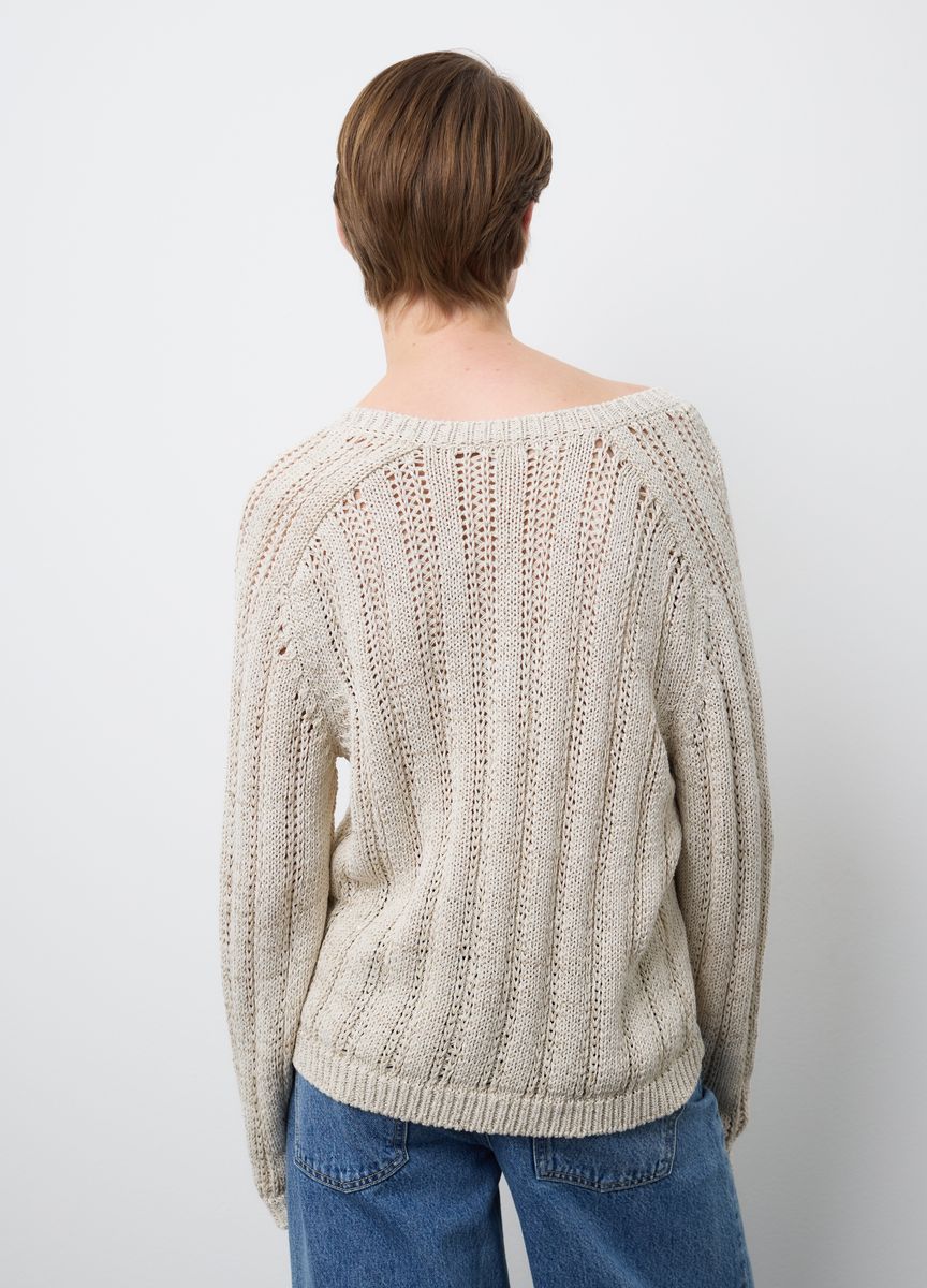 Asymmetrischer V-Ausschnitt-Strickpullover