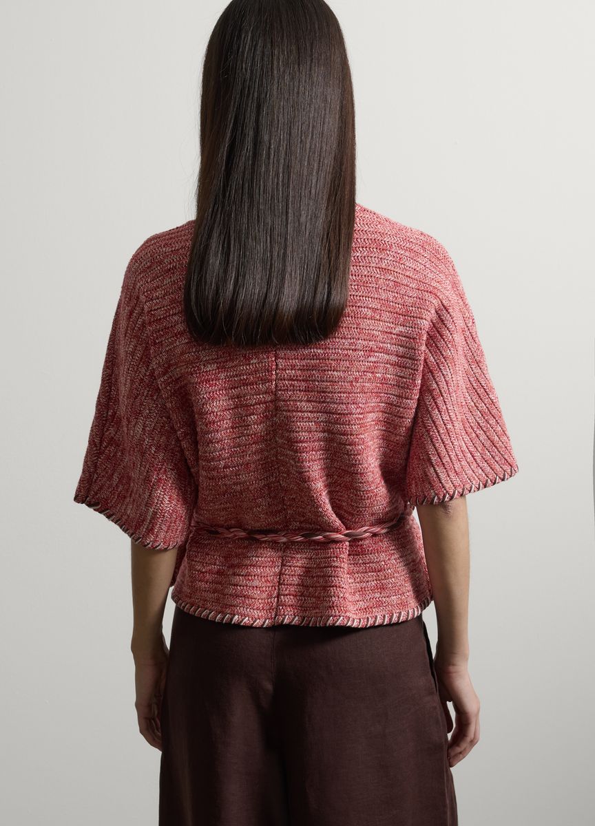 Asymmetrischer V-Ausschnitt-Strickpullover