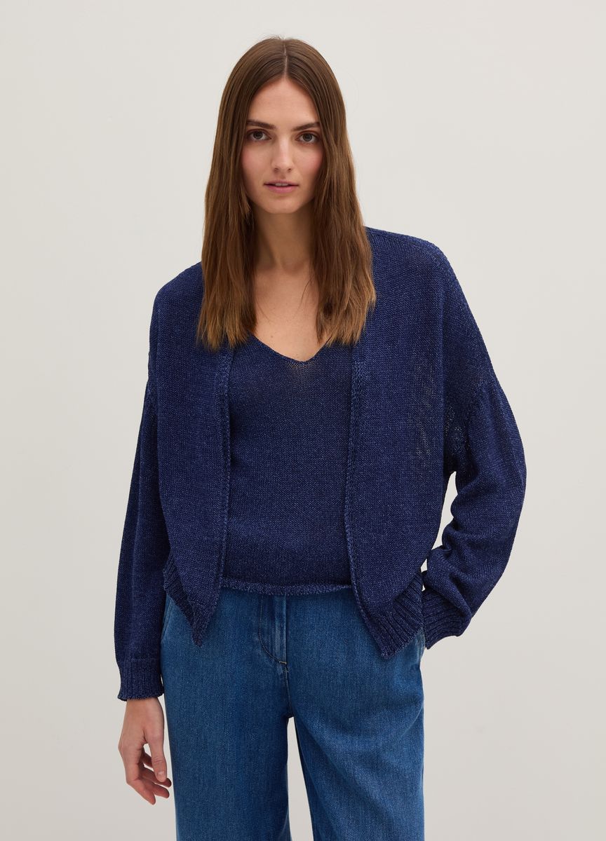 Asymmetrischer V-Ausschnitt-Strickpullover