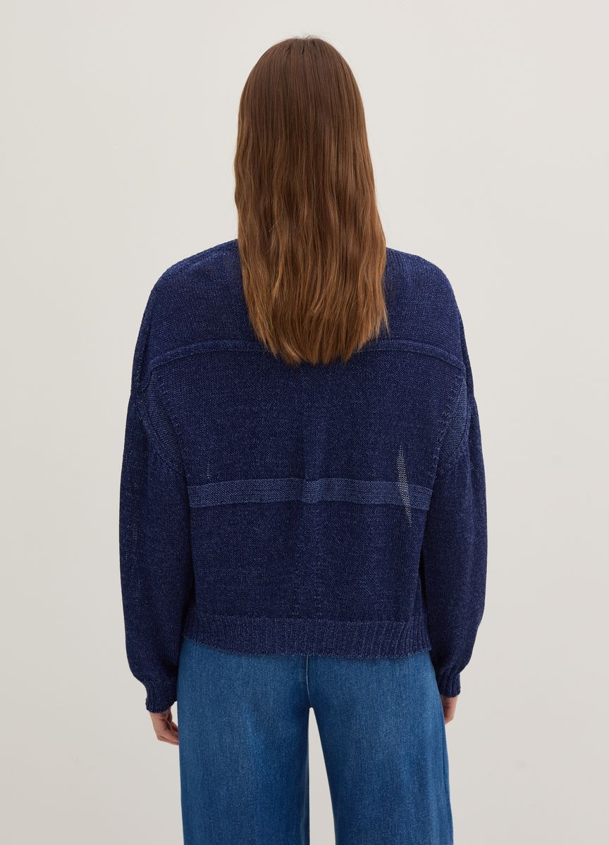 Asymmetrischer V-Ausschnitt-Strickpullover