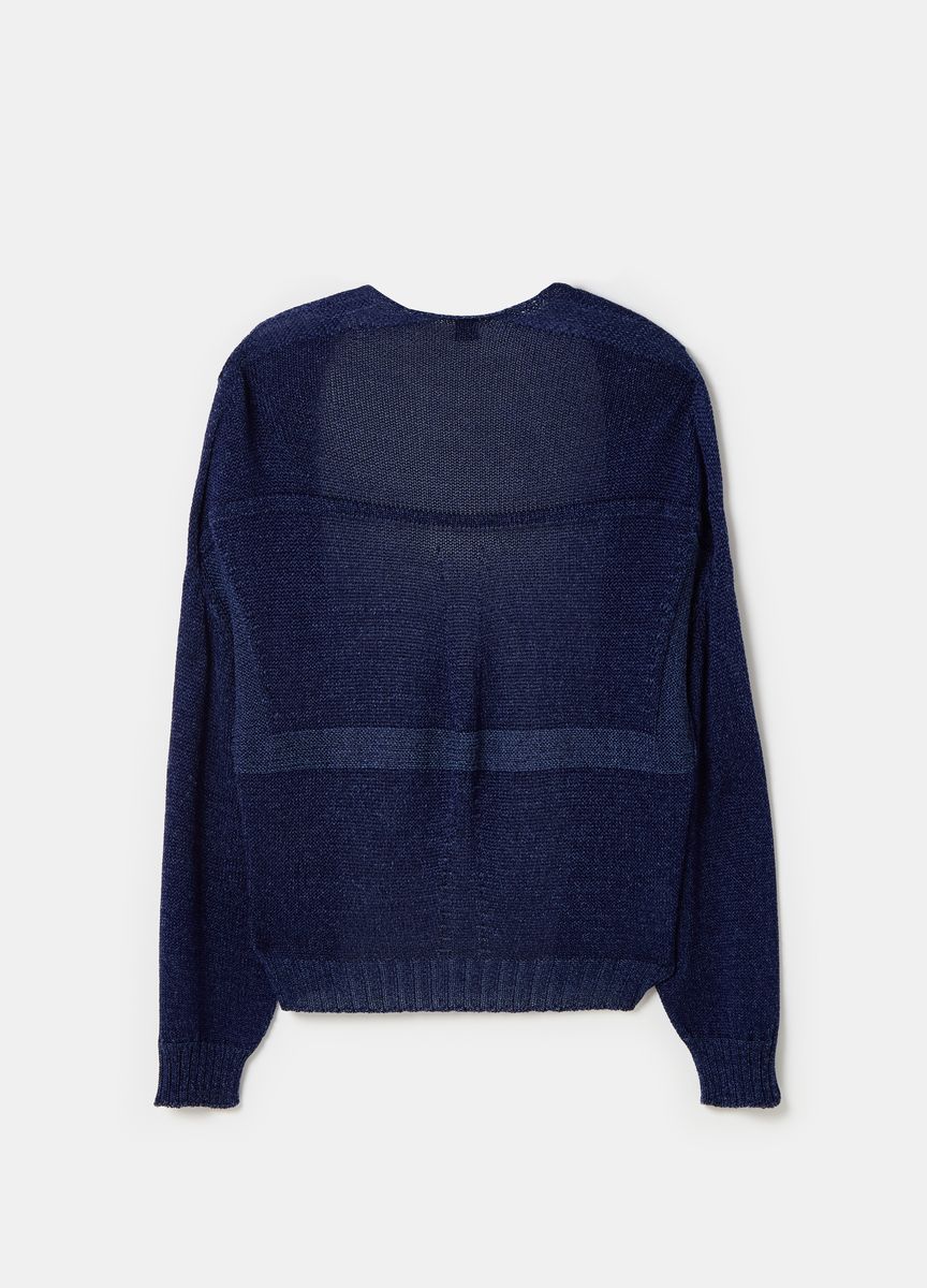 Asymmetrischer V-Ausschnitt-Strickpullover