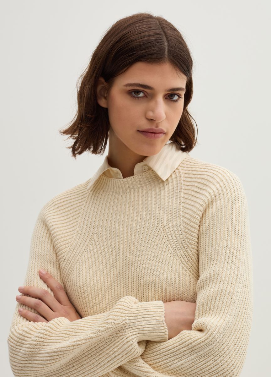 Strukturierter Rippstrick-Raglanpullover