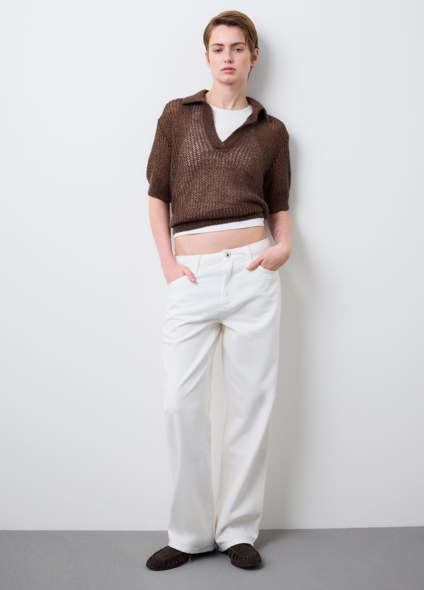 Strukturierter Rippstrick-Raglanpullover