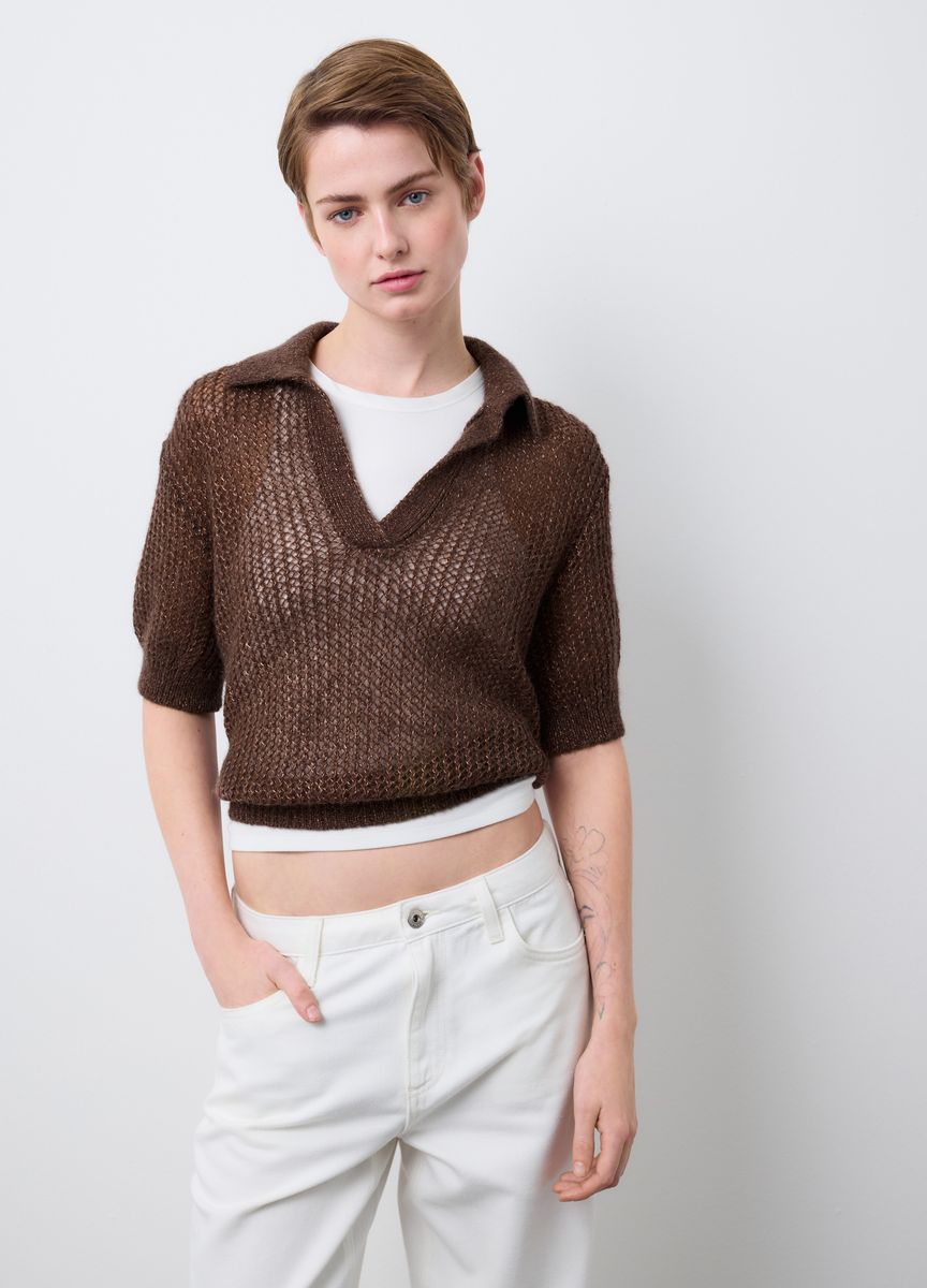 Strukturierter Rippstrick-Raglanpullover