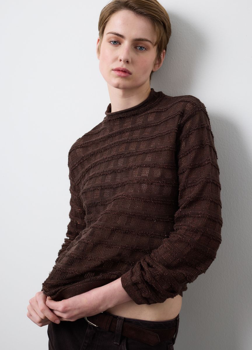 Strukturierter Rippstrick-Raglanpullover