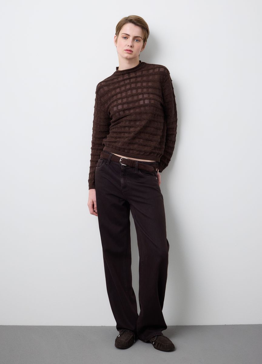 Strukturierter Rippstrick-Raglanpullover