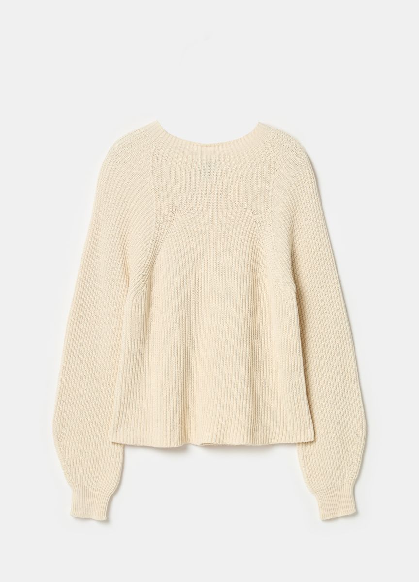 Strukturierter Rippstrick-Raglanpullover