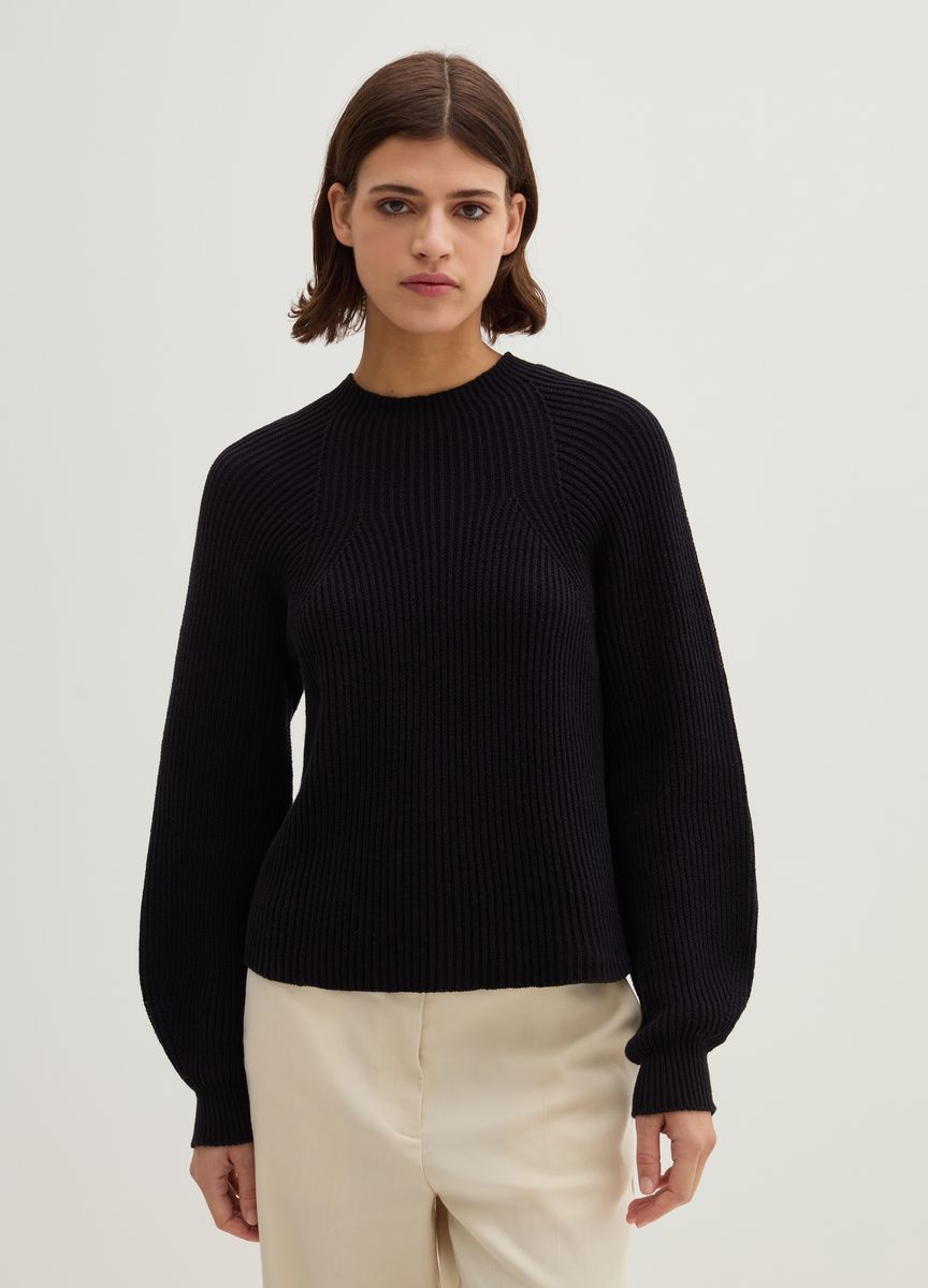 Strukturierter Rippstrick-Raglanpullover