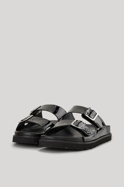 Glänzende Monogramm-Sandalen mit Doppelriemen
