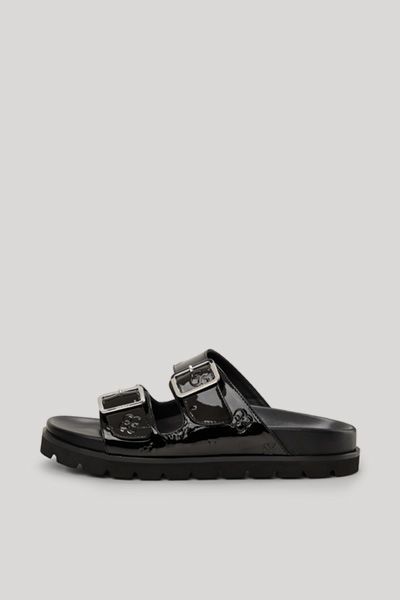 Glänzende Monogramm-Sandalen mit Doppelriemen