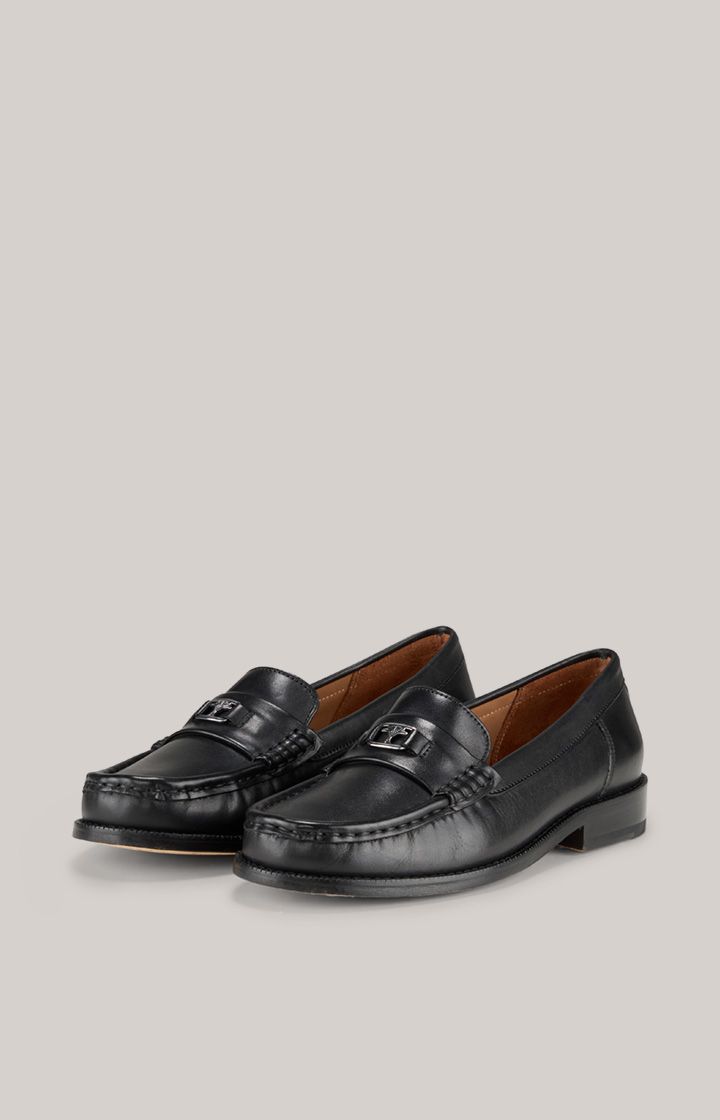 Glattleder-Loafer mit Metall-Detail
