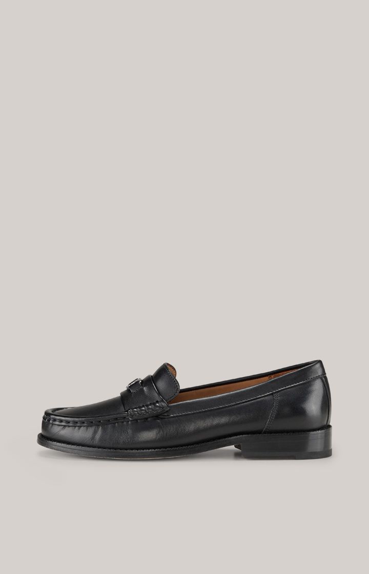 Glattleder-Loafer mit Metall-Detail