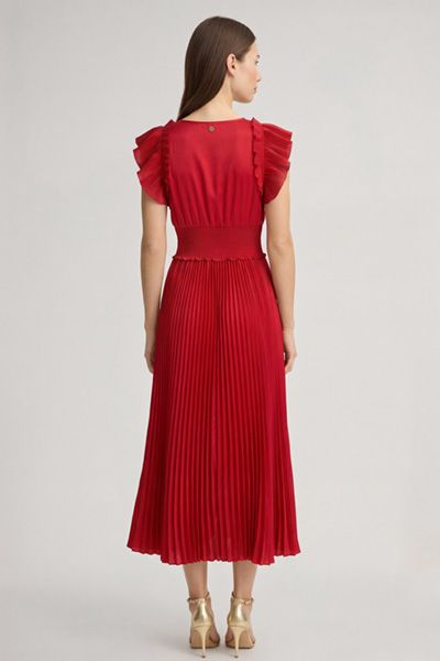 Elegantes Plissee-Midikleid mit Flügelärmeln