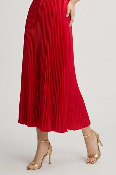 Elegantes Plissee-Midikleid mit Flügelärmeln