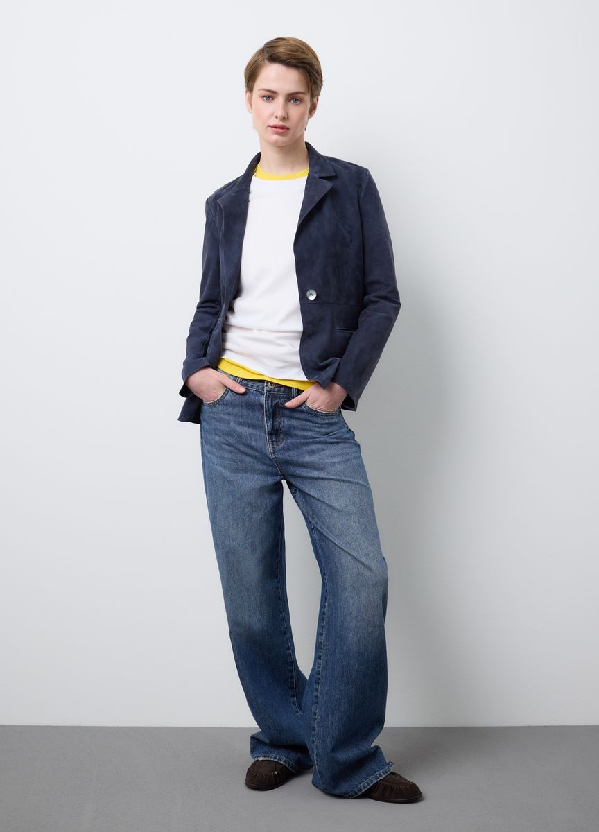 Taillierter Blazer in Wildleder-Optik