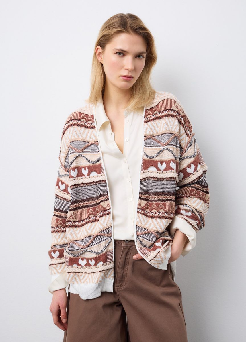 Gemusterter Oversize-Cardigan aus Intarsienstrick