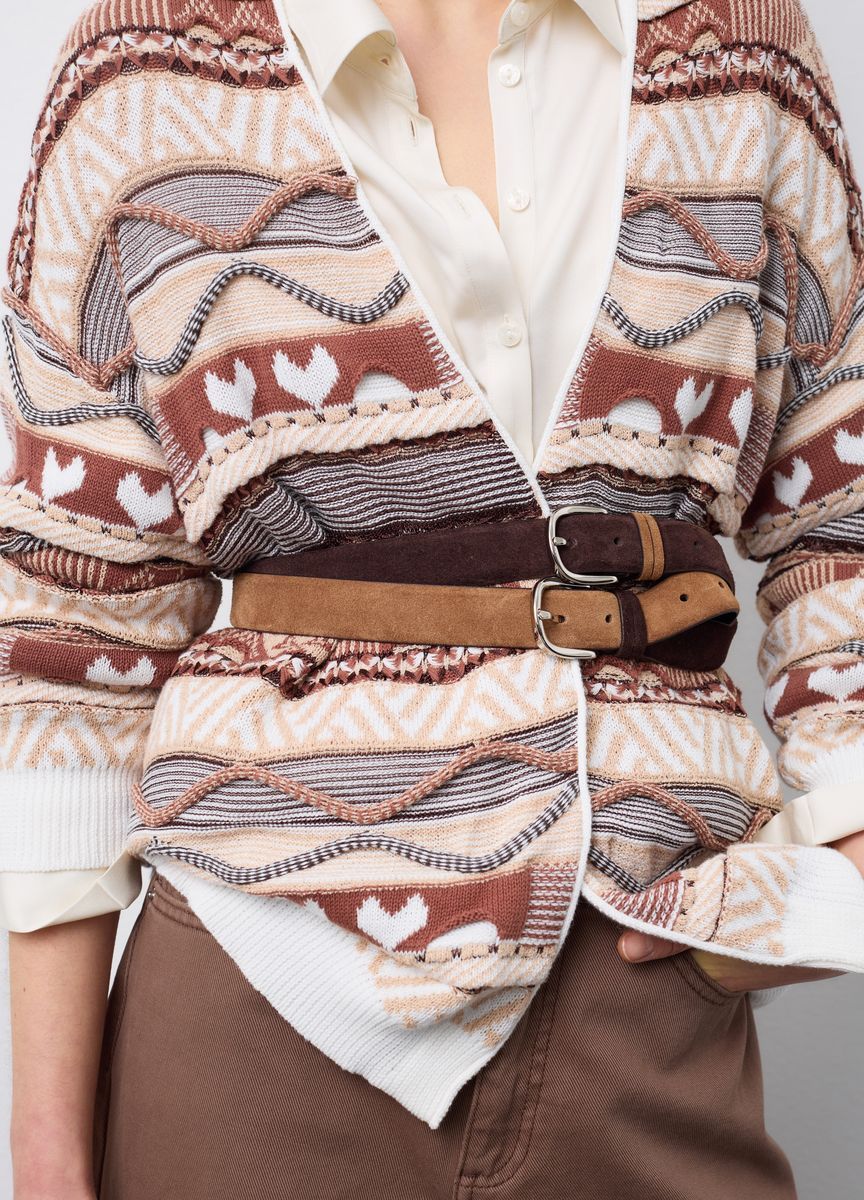 Gemusterter Oversize-Cardigan aus Intarsienstrick