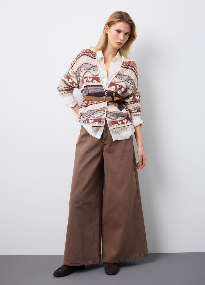 Gemusterter Oversize-Cardigan aus Intarsienstrick