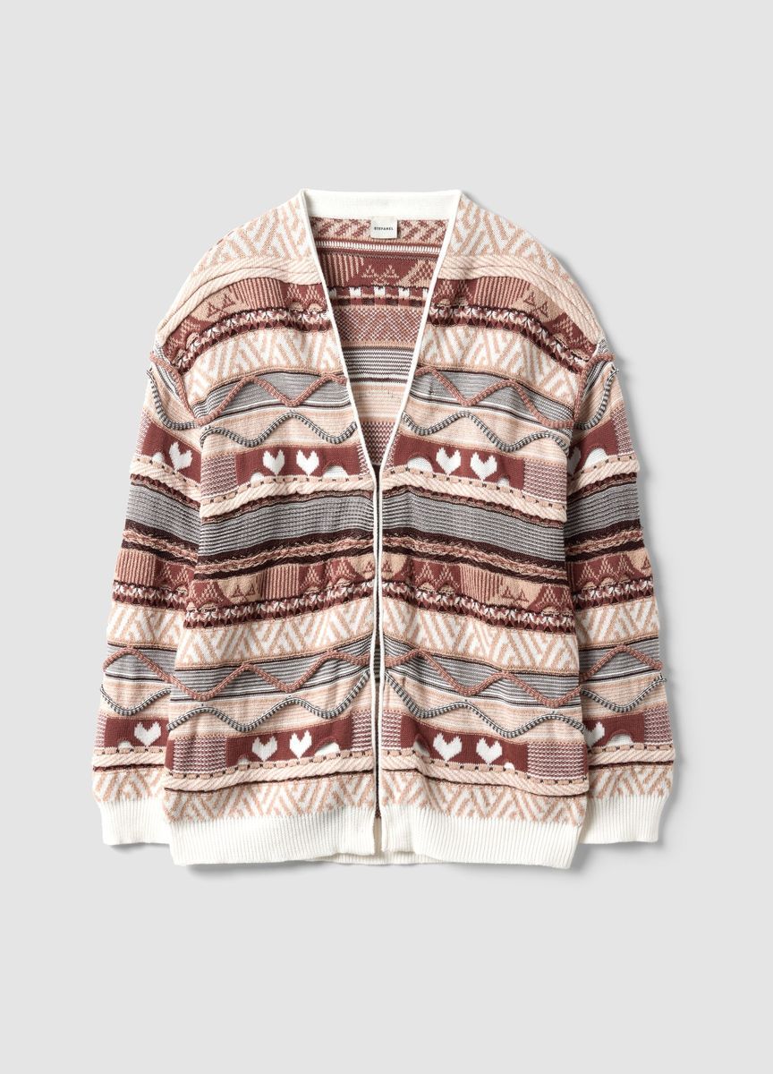 Gemusterter Oversize-Cardigan aus Intarsienstrick