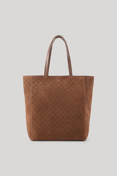 Shopper aus Wildleder mit Logo-Prägung