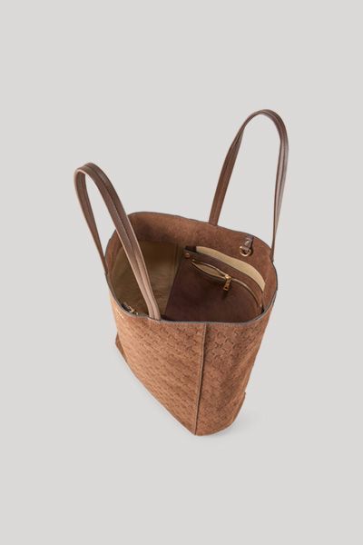 Shopper aus Wildleder mit Logo-Prägung