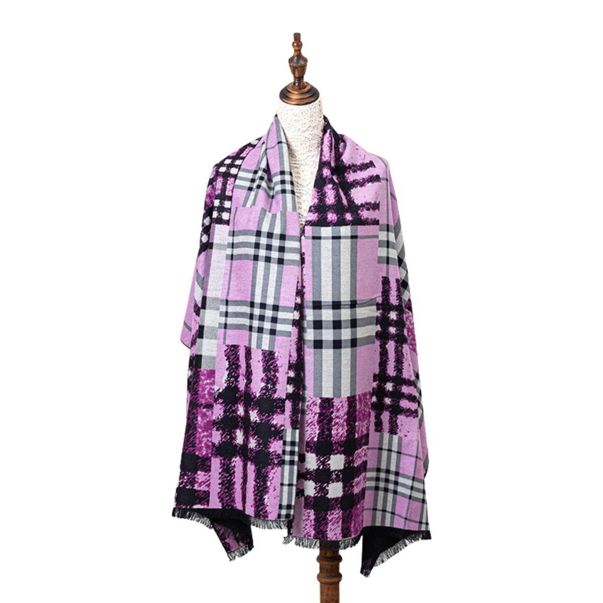 Patchwork-Schal aus Seidenflanell