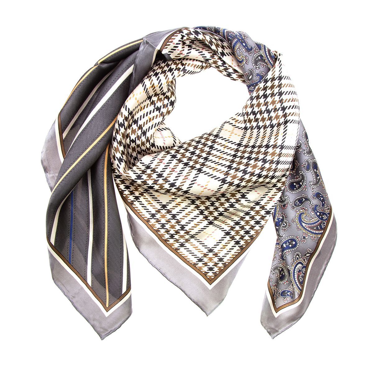 Elegantes Seiden-Patchwork-Quadrat-Halstuch