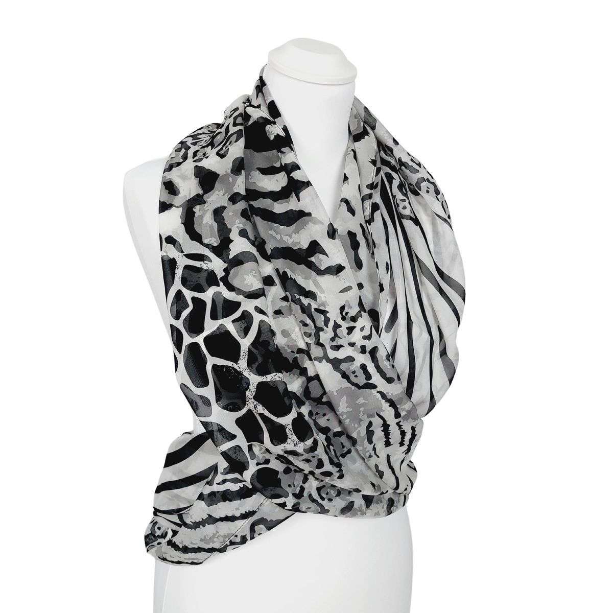Loop-Schal aus Seide mit Animal-Print