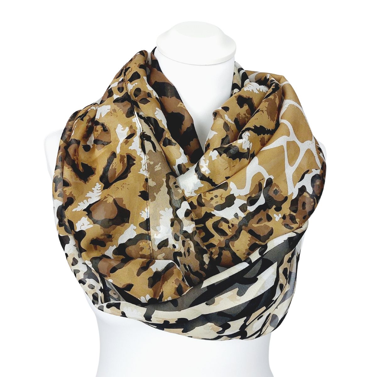 Seiden-Loop-Schal mit Mix-Animal-Print