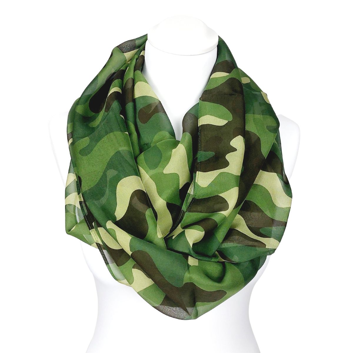 Leichter Camouflage-Loopschal aus Seide
