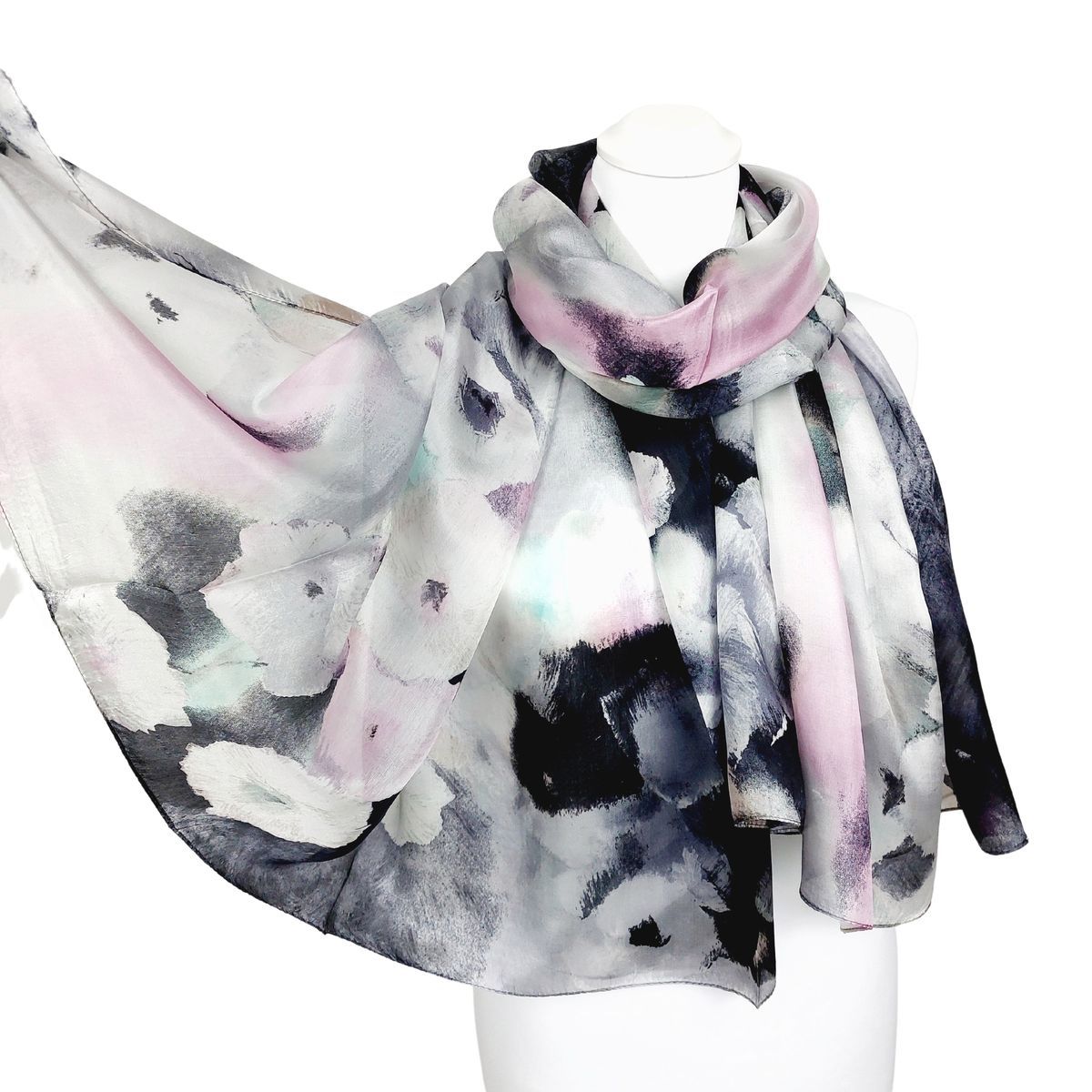 Seidenchiffon-Schal mit floralem Print
