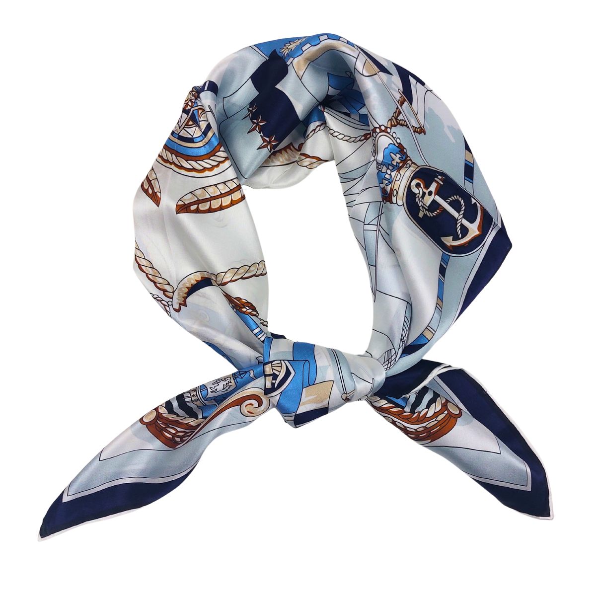 Maritimes Foulard aus Satinseide