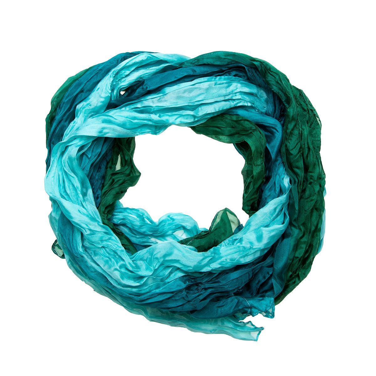 Seidenschal mit Crinkle-Effekt und Farbverlauf