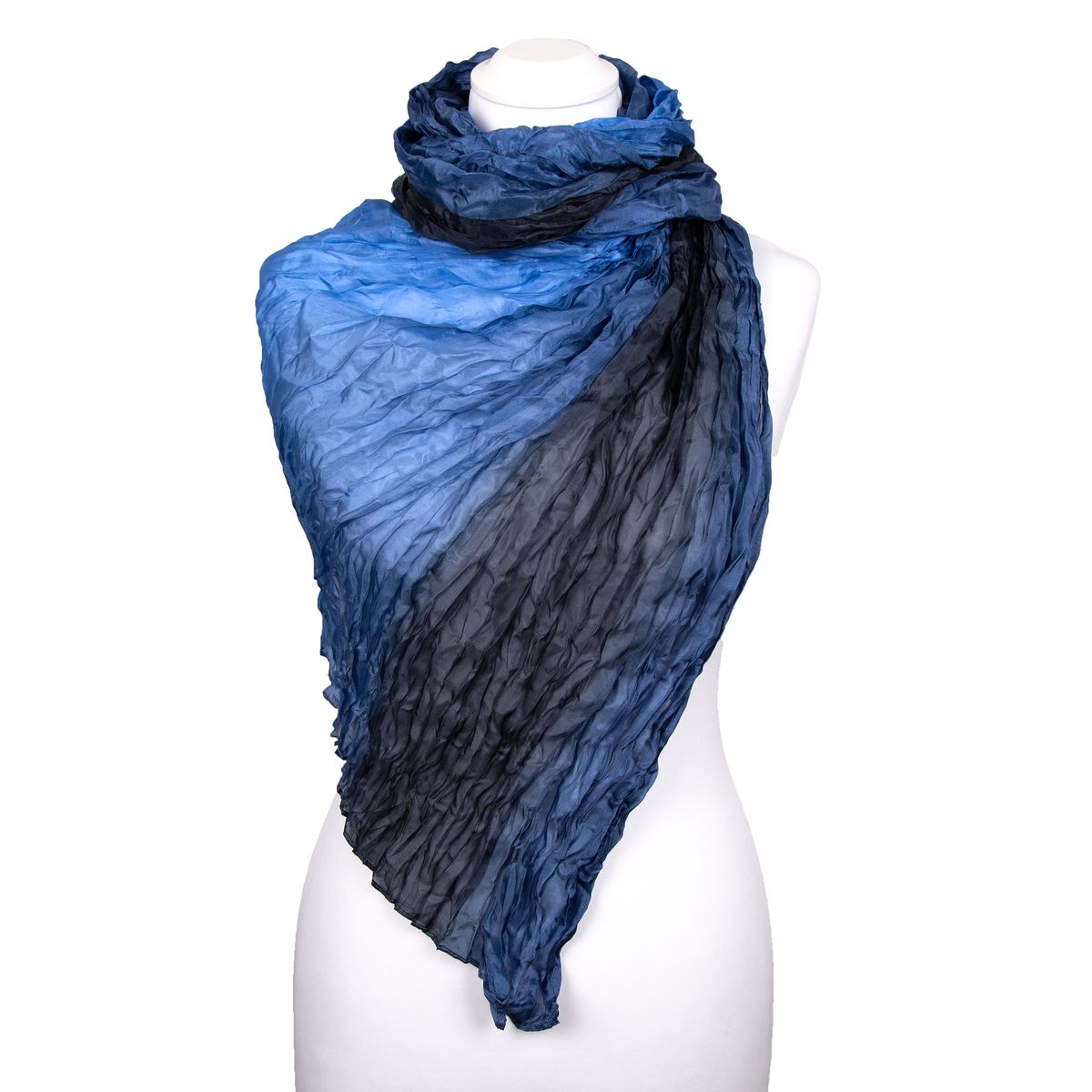 Oversized Seidenschal mit Farbverlauf Crinkle-Optik