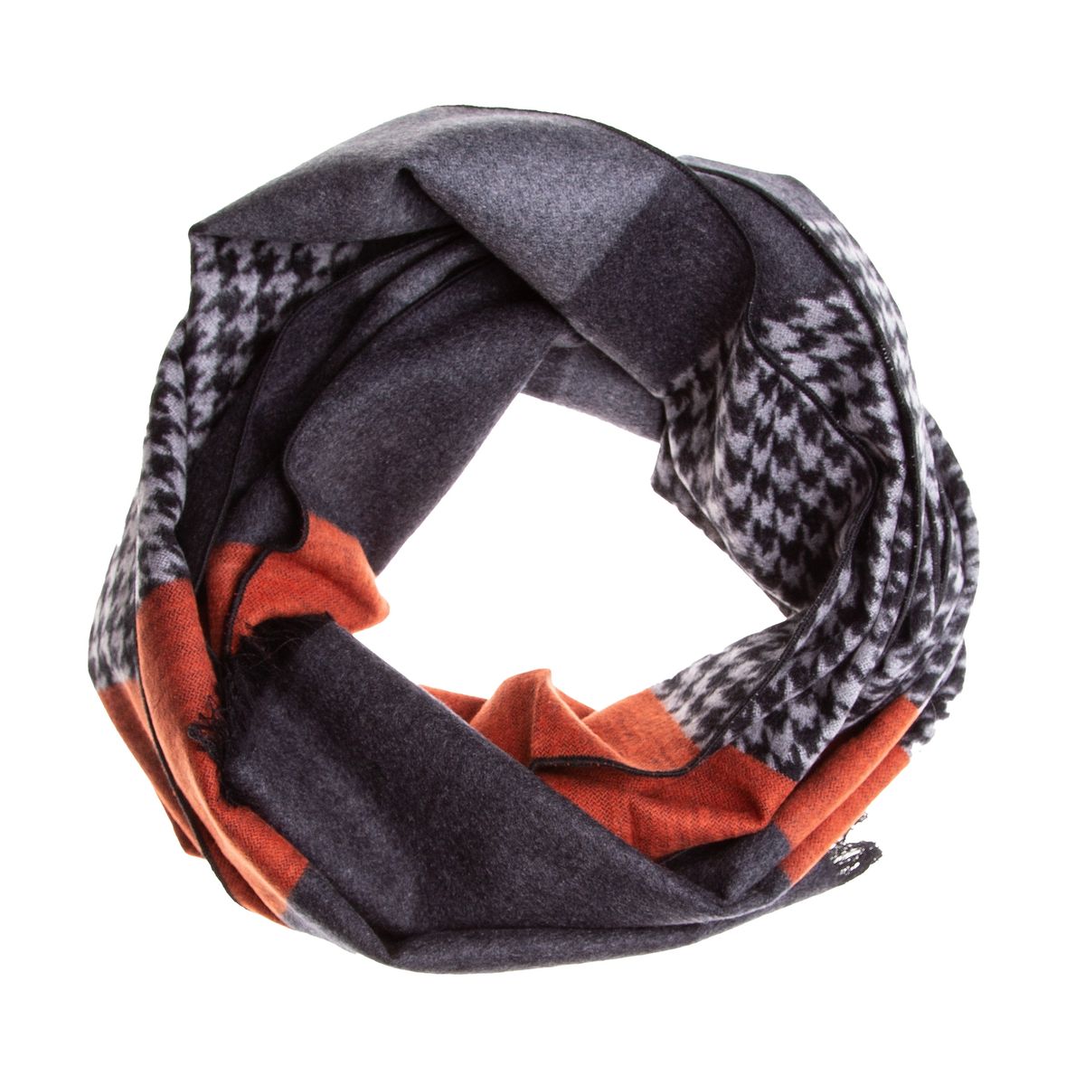 Eleganter Seidenflanell-Schal mit Hahnentritt-Muster