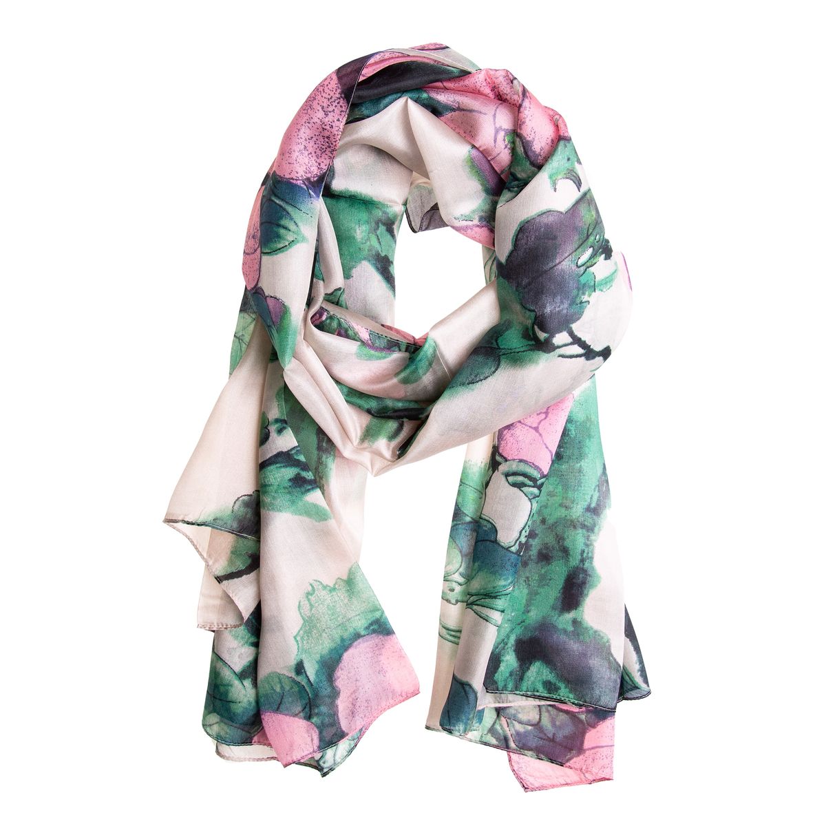 Eleganter Seidenchiffonschal mit Blumenmuster