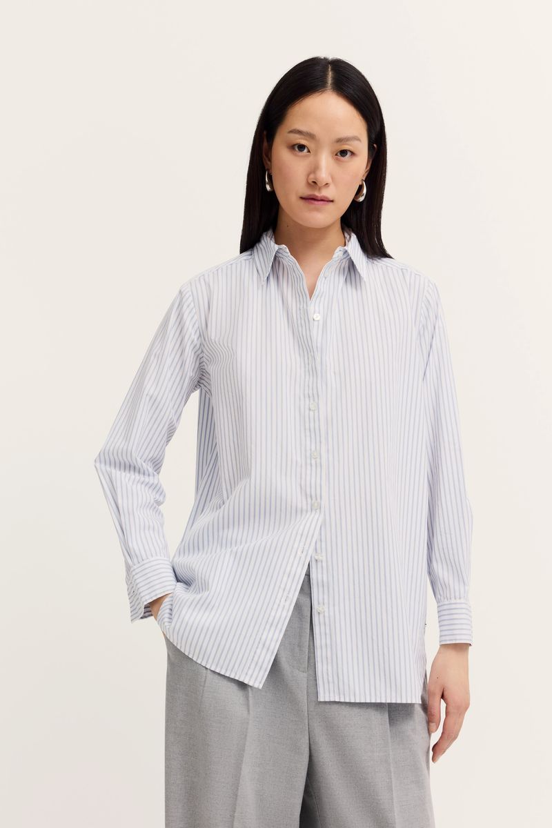 Gestreifte Baumwollbluse mit Knopfleiste