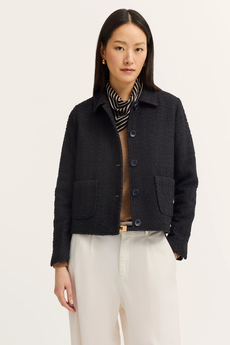Strukturierte Bouclé-Hemdjacke