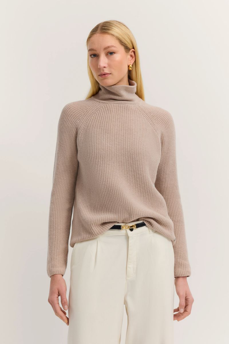Gerippter Rollkragenpullover aus Woll-Kaschmir