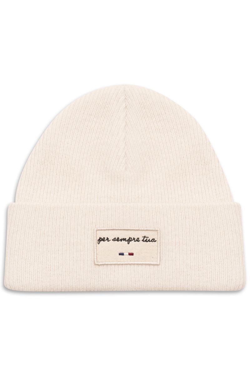 Rippstrick-Beanie mit Patch