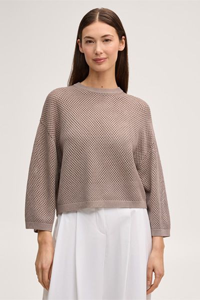 Strukturierter Strickpullover mit Ballonärmeln