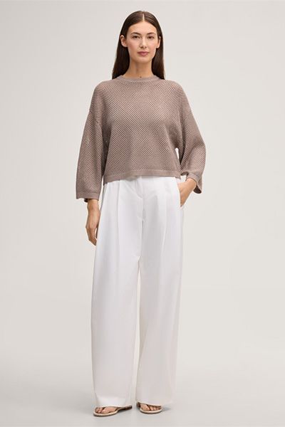 Strukturierter Strickpullover mit Ballonärmeln