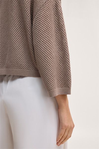 Strukturierter Strickpullover mit Ballonärmeln