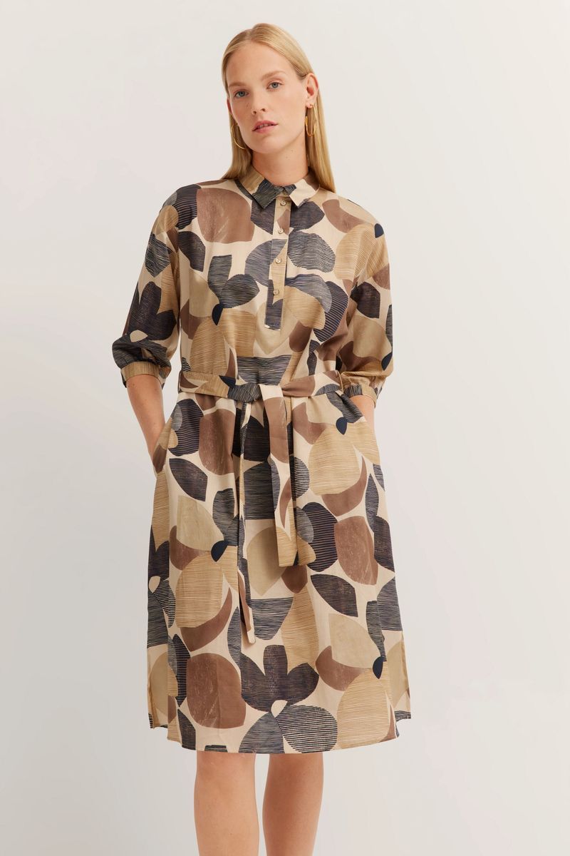 Hemdblusenkleid mit abstraktem Blumenmuster